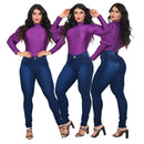 Calça Jeans Feminina lycra (elastano) Cintura Alta efeito levanta bumbum Loja Palacius 38 T07