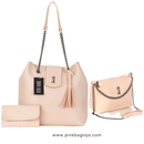 Kit Bolsa Santa Lolla + Bolsa de Ombro e Carteira Loja Palacius Nude