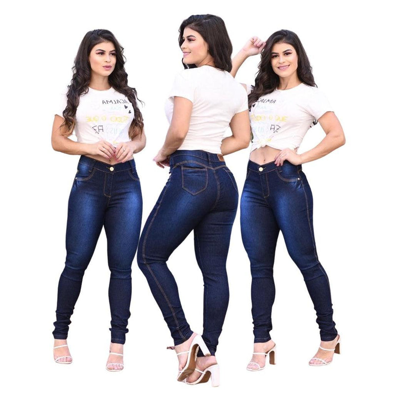 Calça Jeans feminina cintura alta levanta bumbum skinny - Ninas