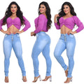 Calça Jeans Feminina lycra (elastano) Cintura Alta efeito levanta bumbum Loja Palacius 38 T72 