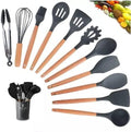 Kit com 12 Utensílios De Cozinha em Silicone e Madeira de Bamboo - Loja FT