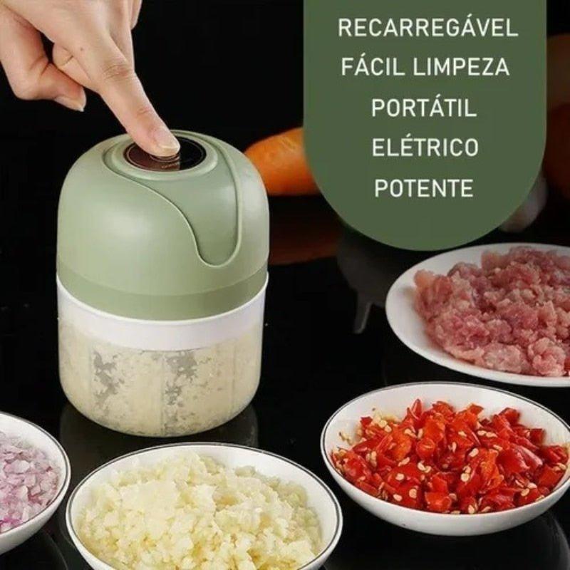 Mini Processador Elétrico de Alimentos Portátil com 3 lâminas de aço inox  USB 250 ml Bivolt