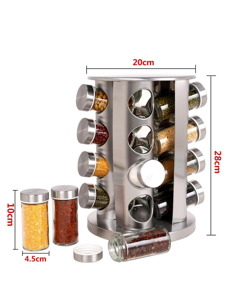 Porta temperos Giratório em Inox com 16 peças - Loja FT